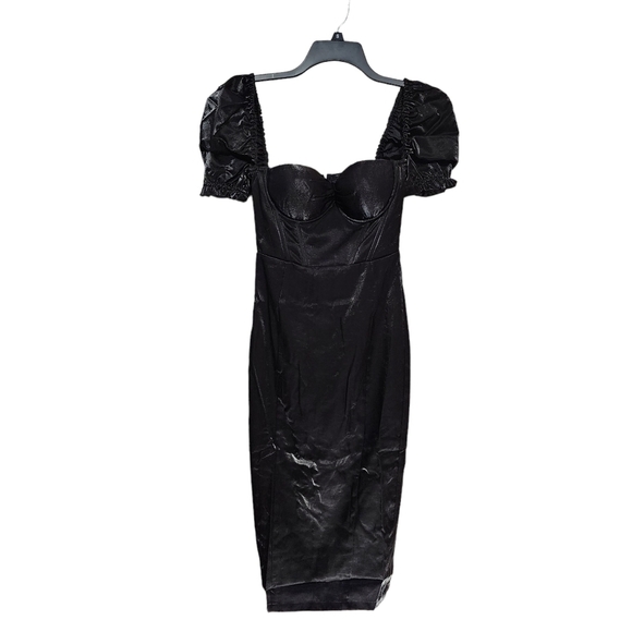 Boohoo Women's Puff Sleeve Cup Detail Bodycon Midi Dress -8 - Picture 2 of 6